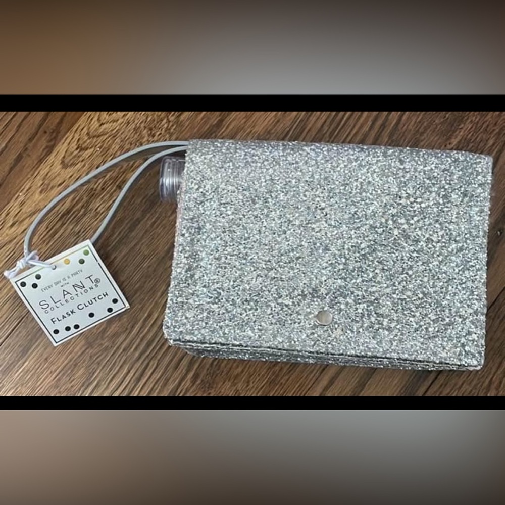 Slant Collections Silver Flask Clutch